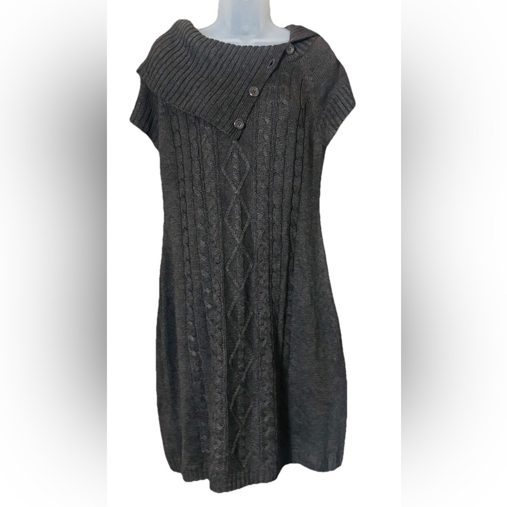 Calvin Klein Brown Size Large L Cable Knit Short Sleeve Sweater Dress
